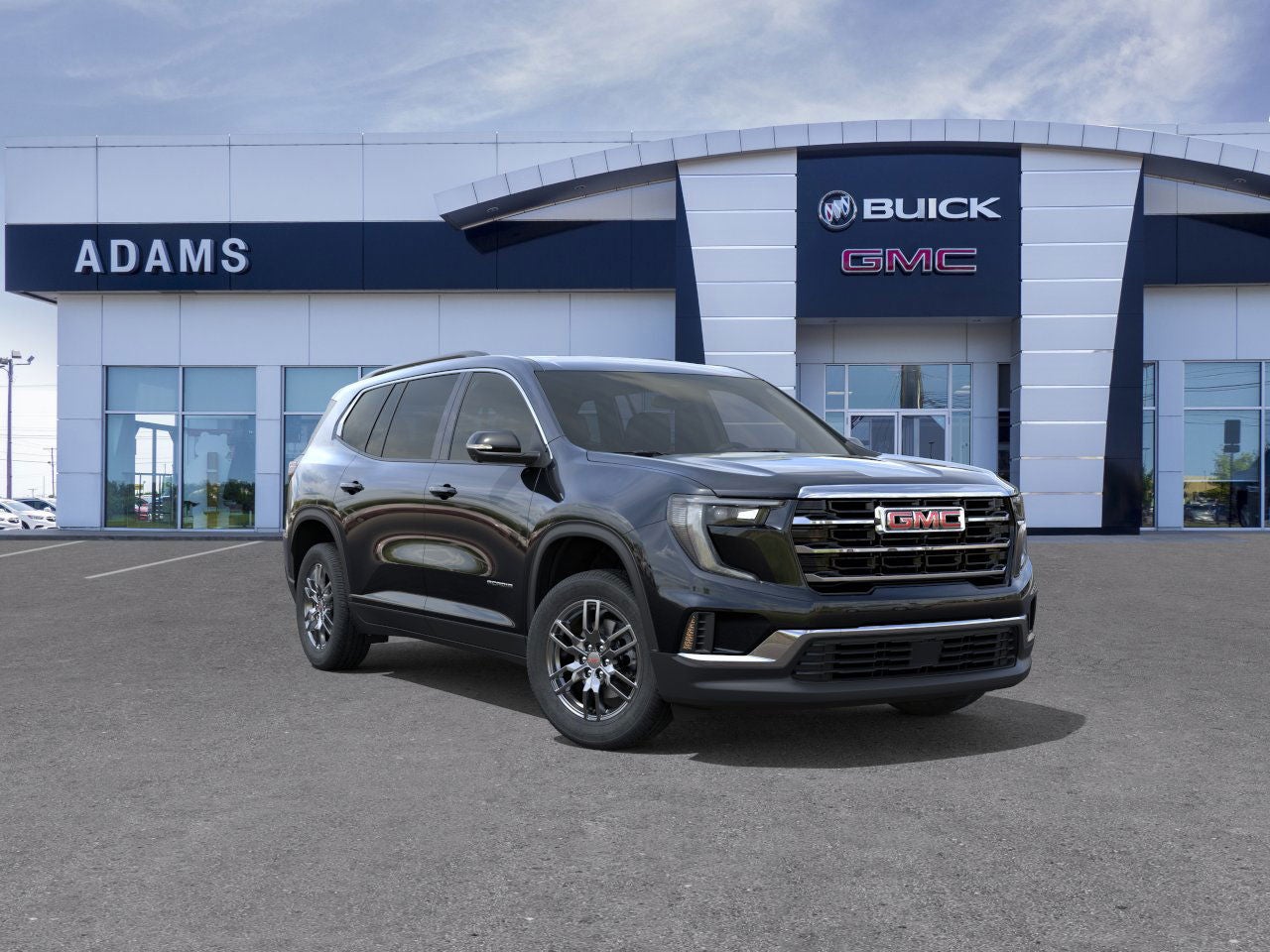 2026 GMC Acadia Elevation in Ebony Twilight Metallic — front three-quarter view