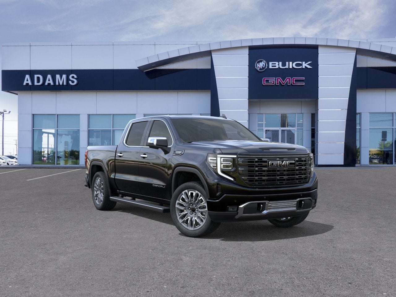 2026 GMC Sierra 1500 Denali Ultimate in Onyx Black — front three-quarter view