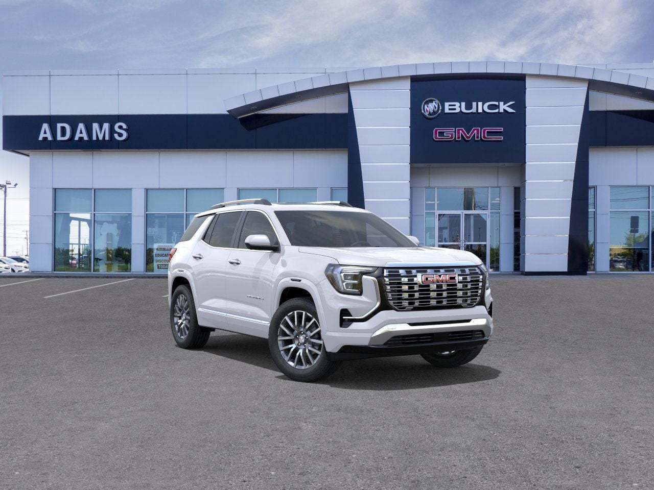 2026 GMC Terrain Denali in Summit White — front three-quarter view
