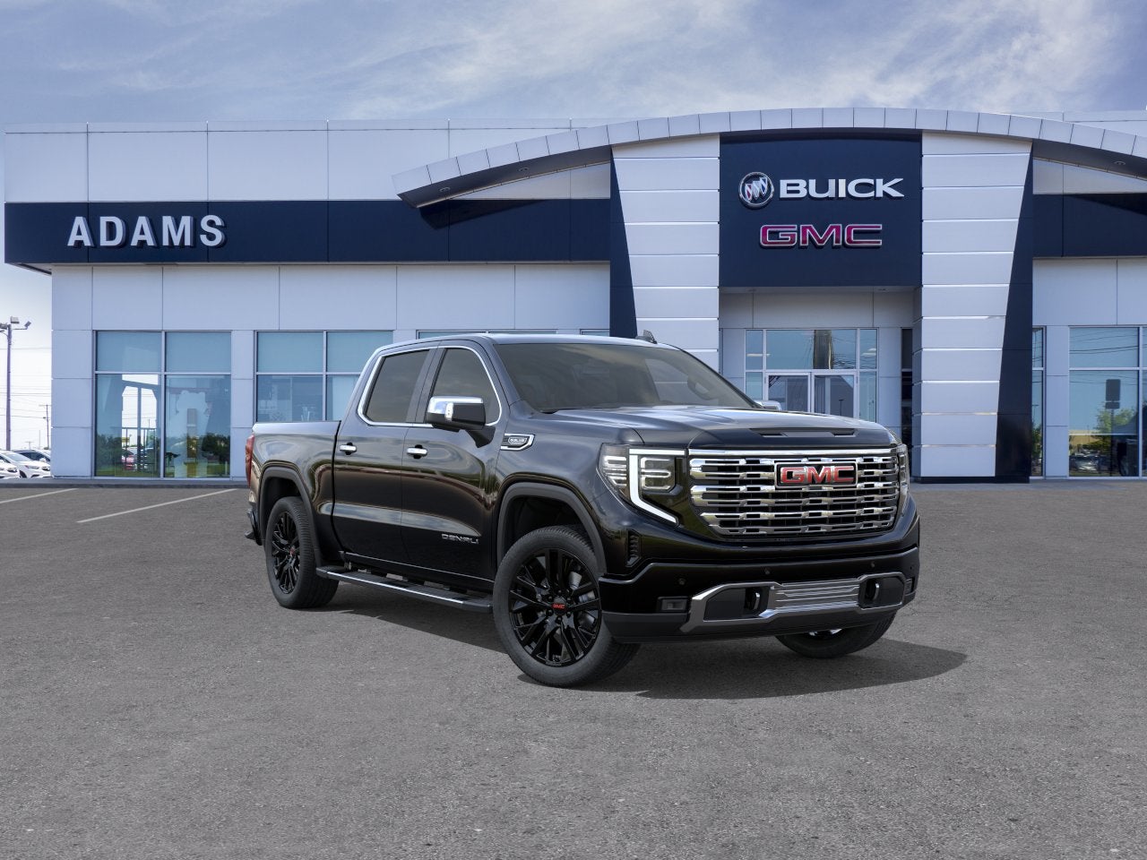 2026 GMC Sierra 1500 Denali in Onyx Black — front three-quarter view