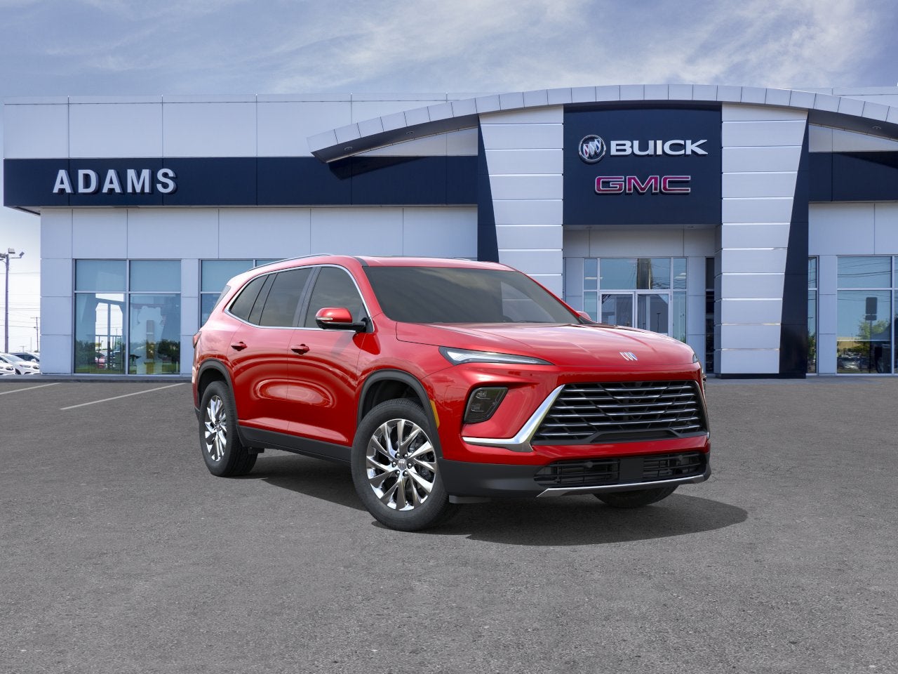 2026 Buick Enclave Preferred in Cherry Red Tintcoat — front three-quarter view