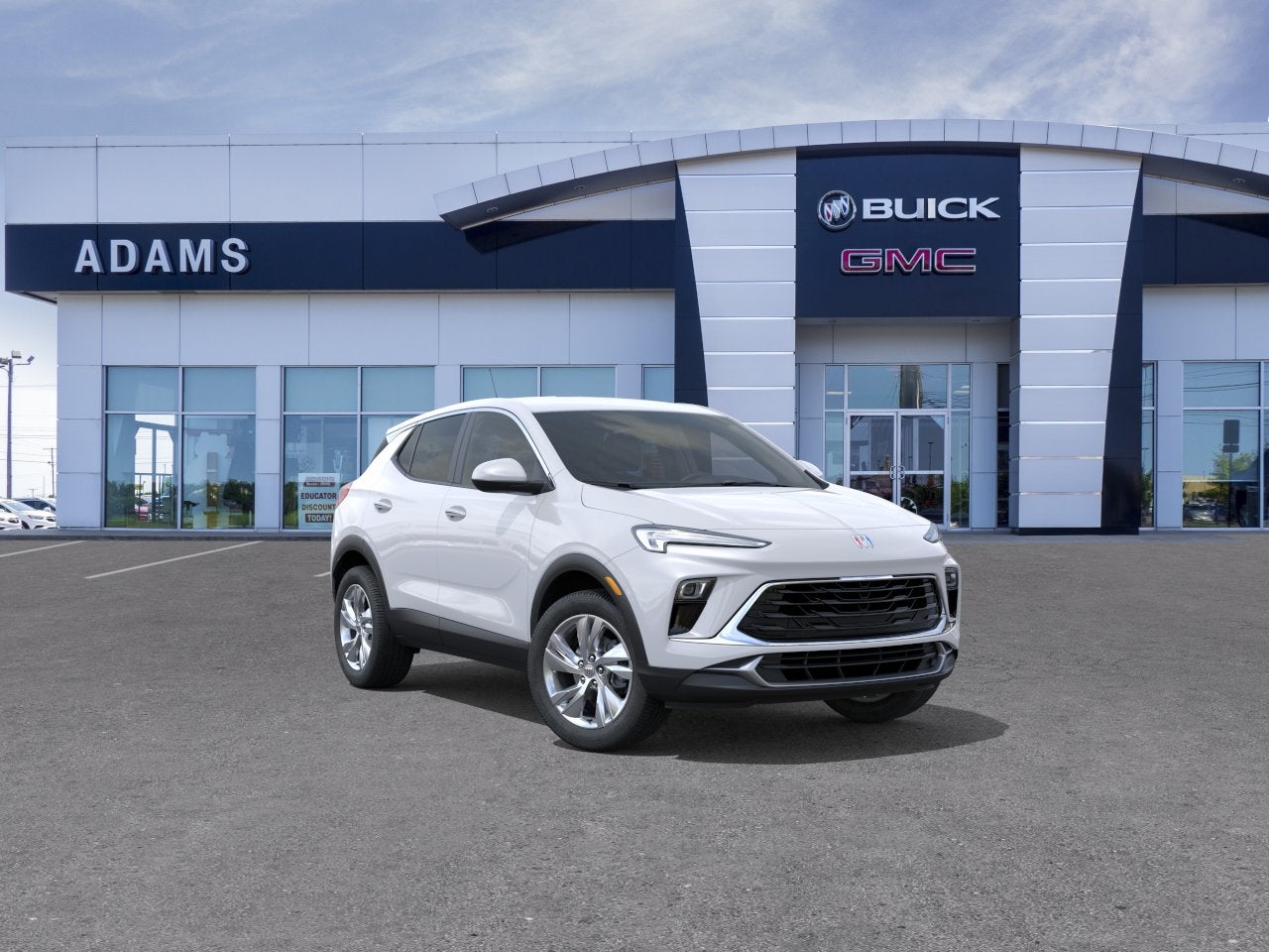2026 Buick Encore GX Preferred in Summit White — front three-quarter view