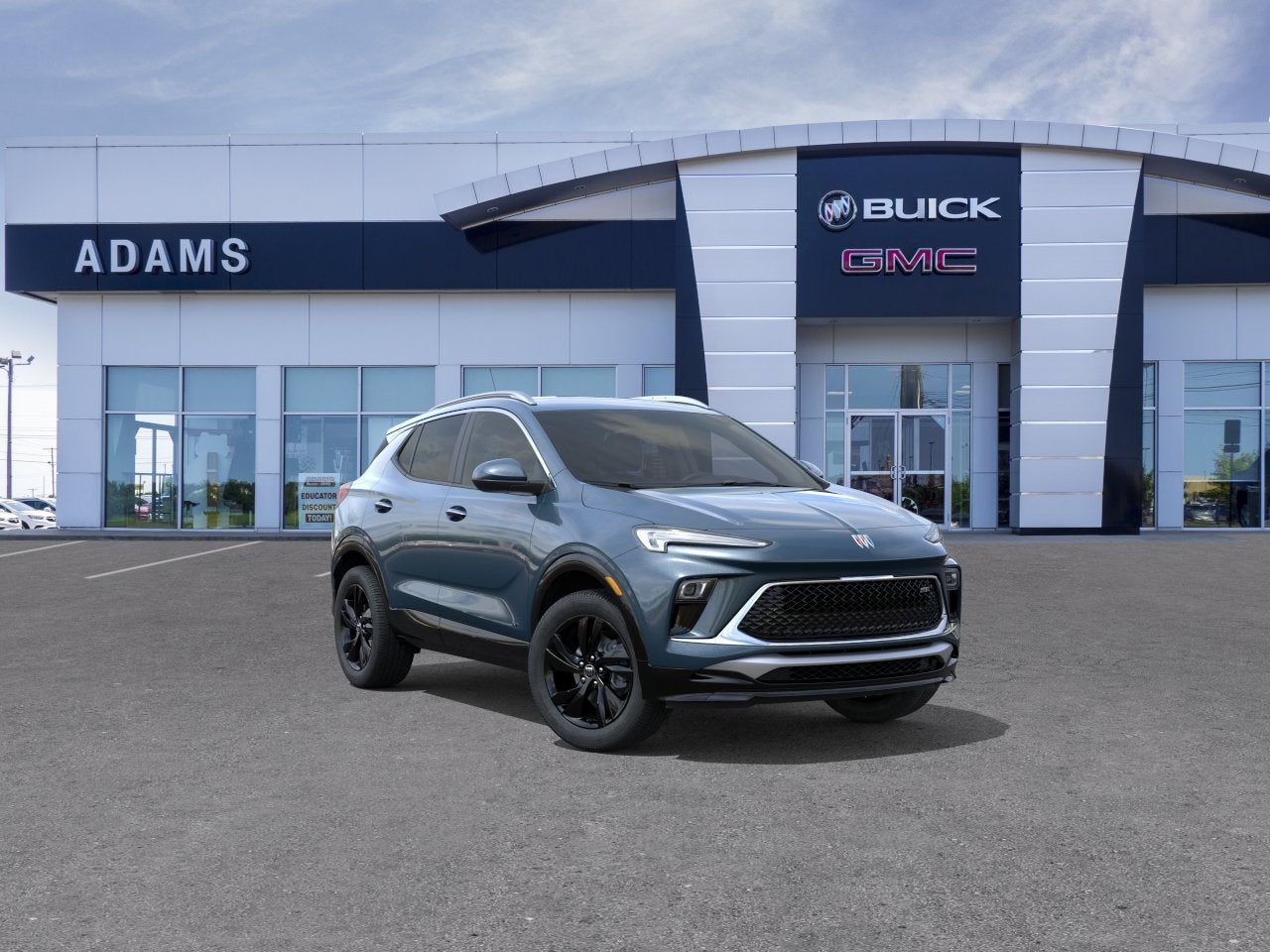 2026 Buick Encore GX Sport Touring in Ocean Blue Metallic — front three-quarter view