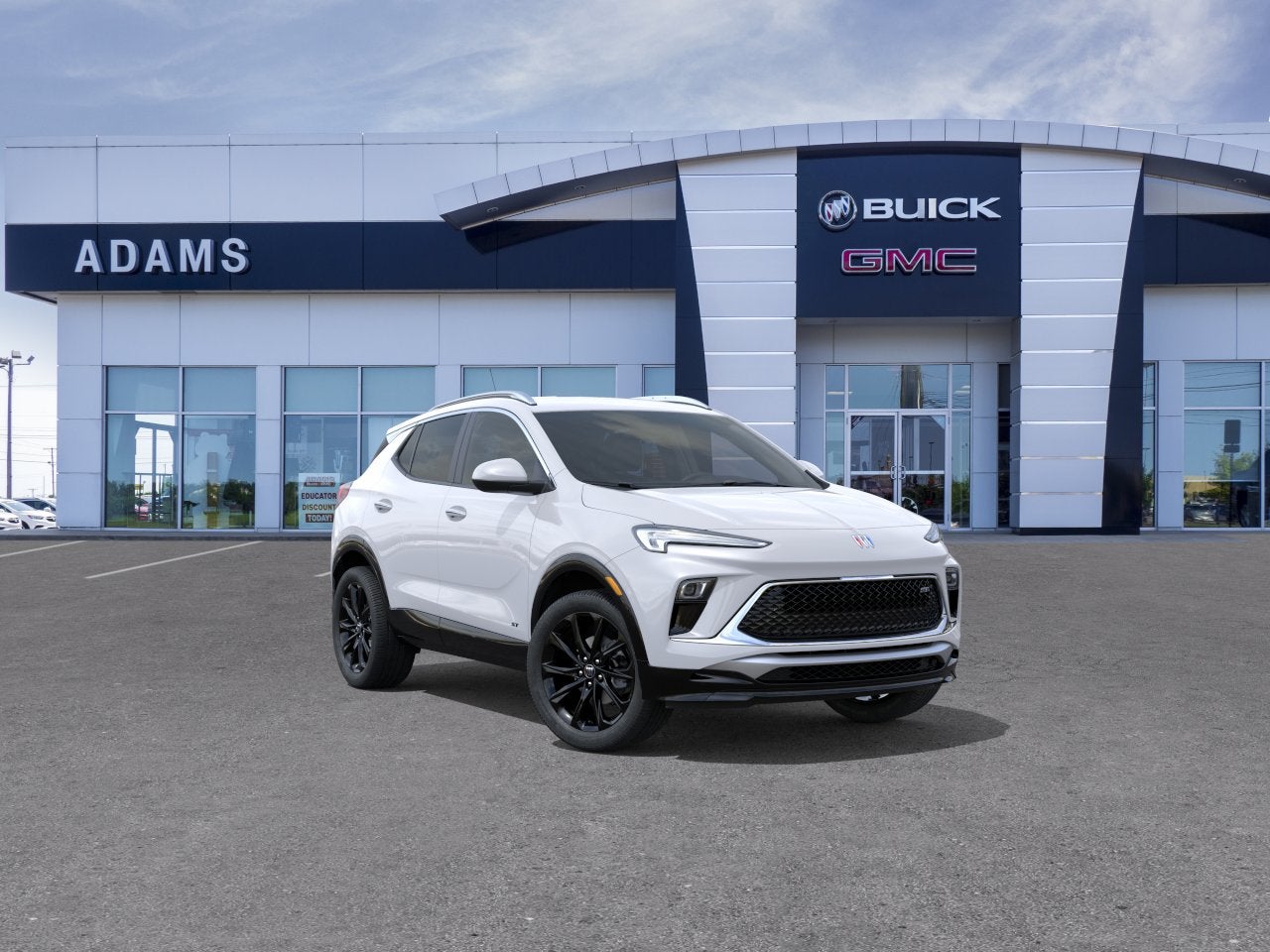 2026 Buick Encore GX Sport Touring in Summit White — front three-quarter view